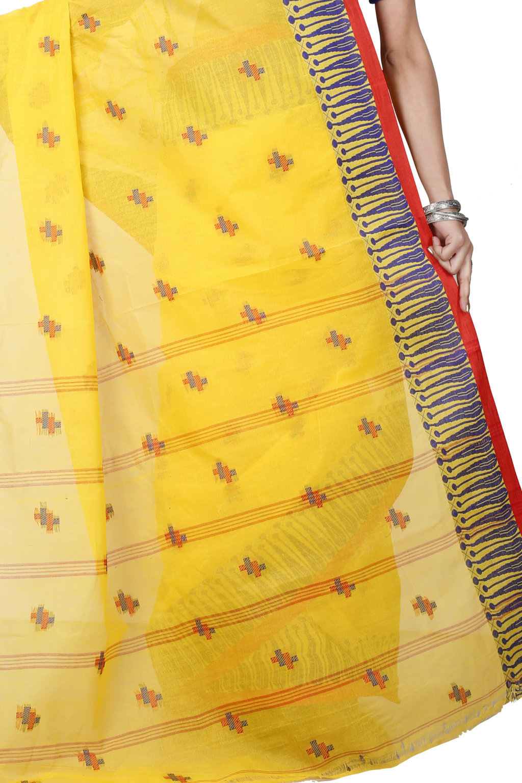 Yellow Pure Cotton Simar Tant Saree (1036)